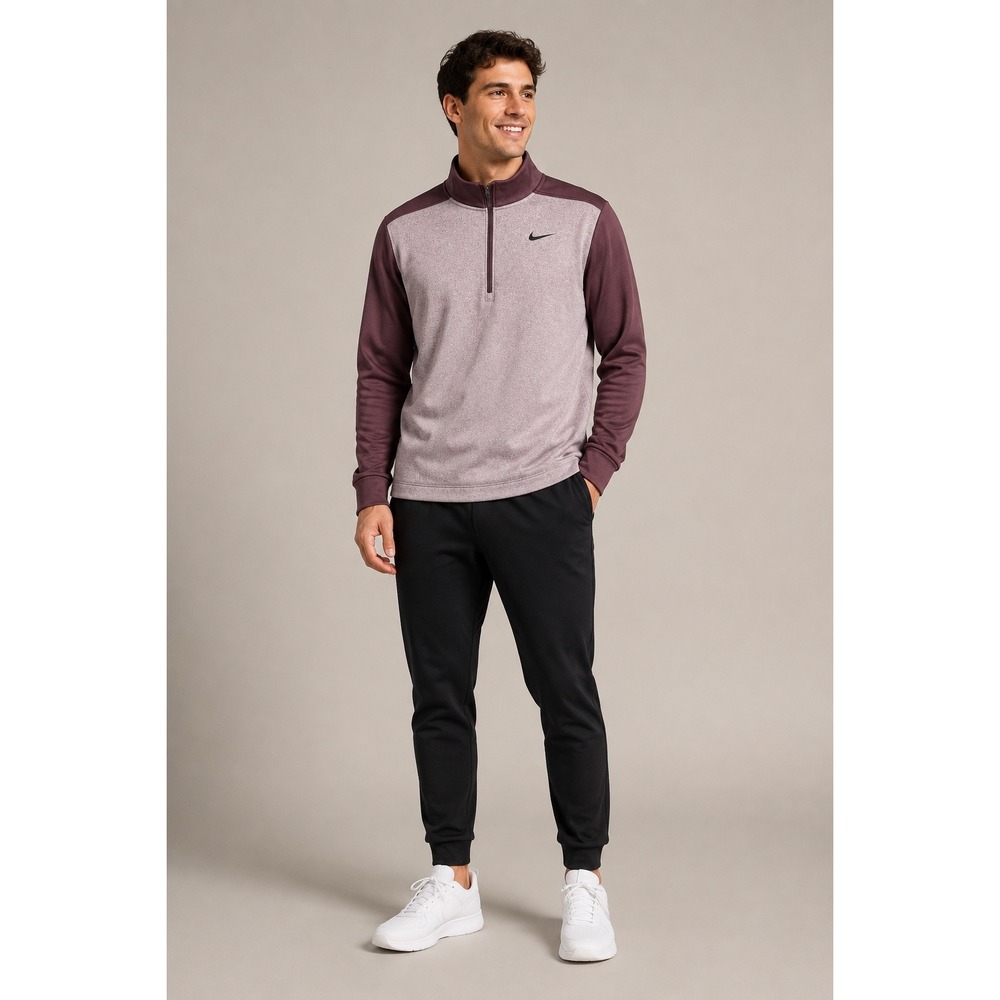 Nike Dri-FIT Quarter-Zip Pullover Men Size M Burgundy Heathered Mauve Sweatshirt